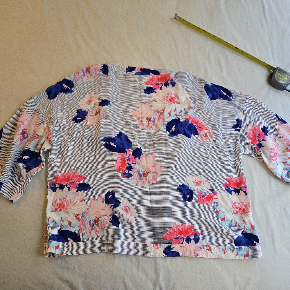 Joules Kimmy Open Kimono Cardigan Jacket Pink Floral Blue Striped - Picture 11 of 12